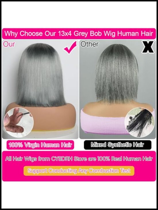 100% Human Hair Bob Wig HD Lace Front Glueless Pre Plucked 180% Density 10 Inch